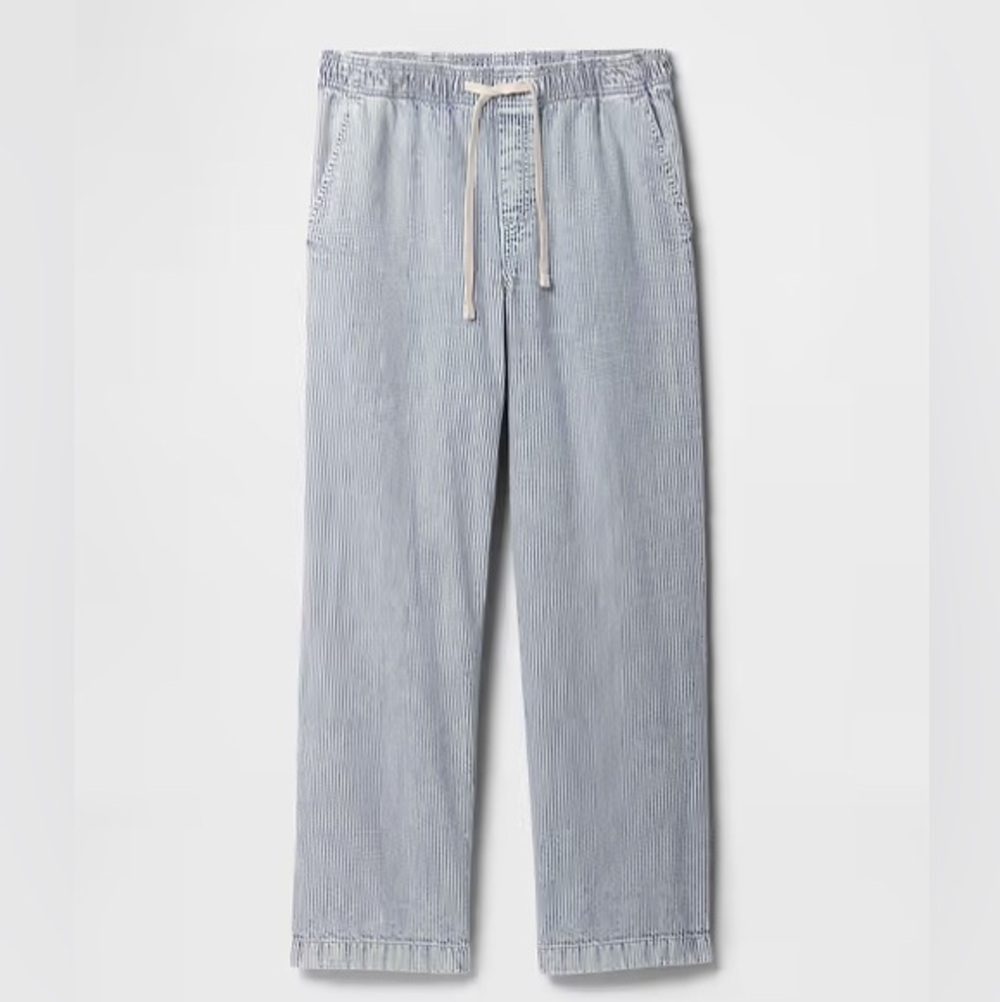 Gap High Rise Pull-On Stripe Wide-Leg Jeans in Railroad Stripe Small